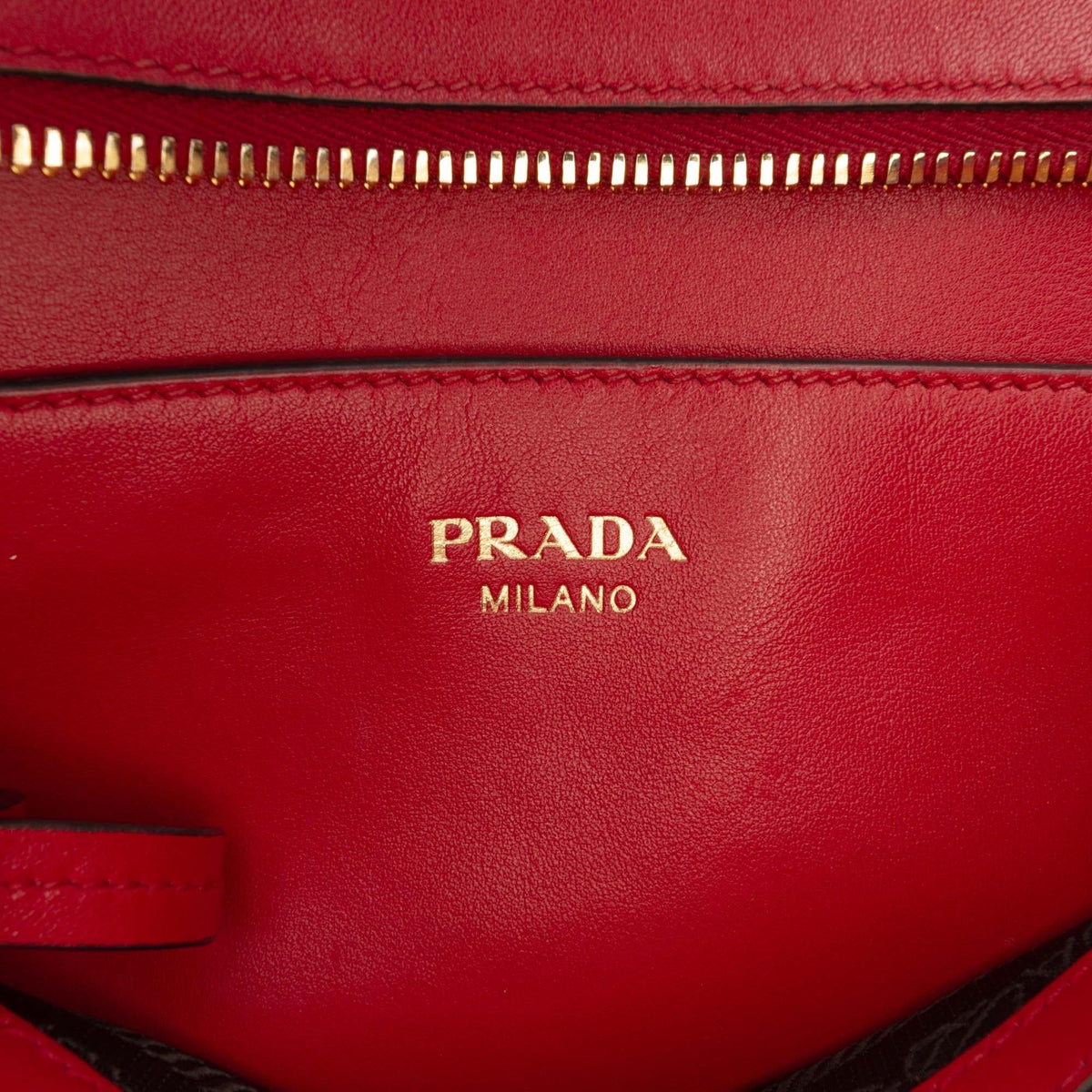 Prada Soft Calf Trimmed Saffiano Lux Zip Convertible Tote Bag - Red