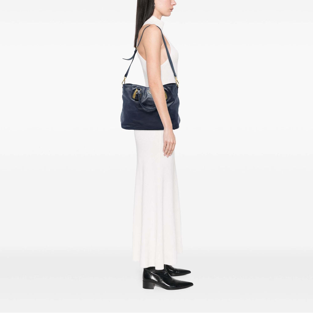Prada Soft Calfskin Open Convertible Shopping Tote Bag - Blue