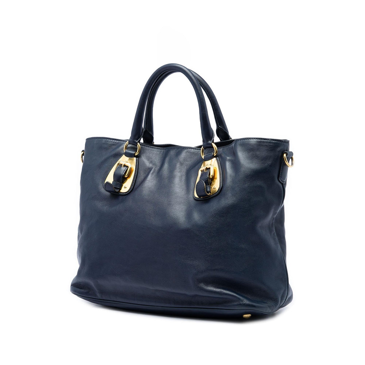 Prada Soft Calfskin Open Convertible Shopping Tote Bag - Blue