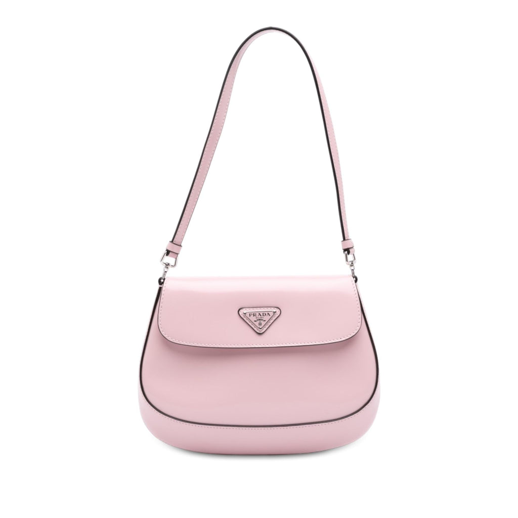 Prada Spazzolato Leather Cleo Flap Shoulder Bag - Pink