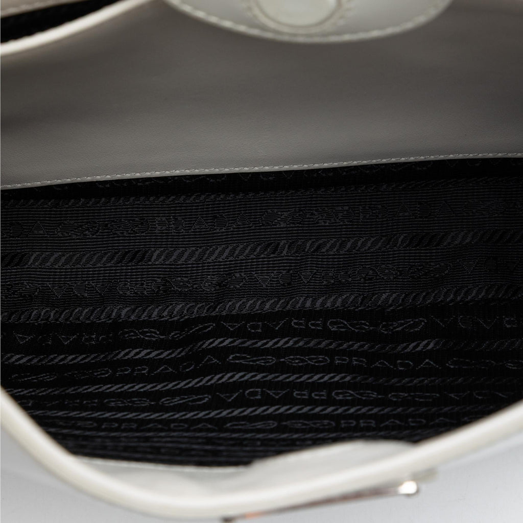 Prada Spazzolato Leather Cleo Shoulder Bag - White