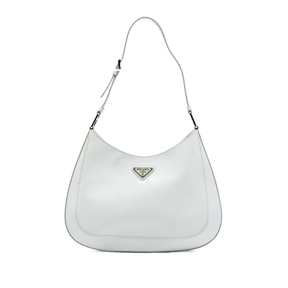 Prada Spazzolato Leather Cleo Shoulder Bag - White
