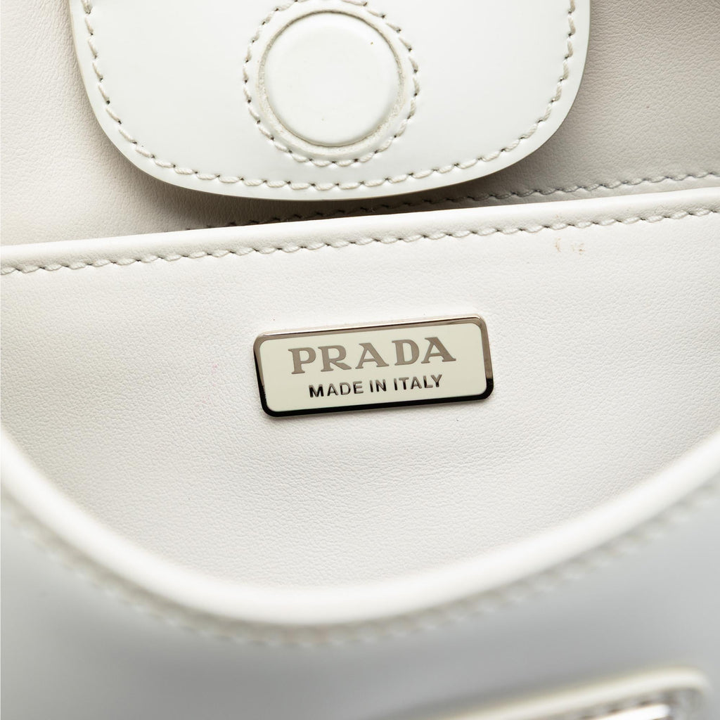 Prada Spazzolato Leather Cleo Shoulder Bag - White
