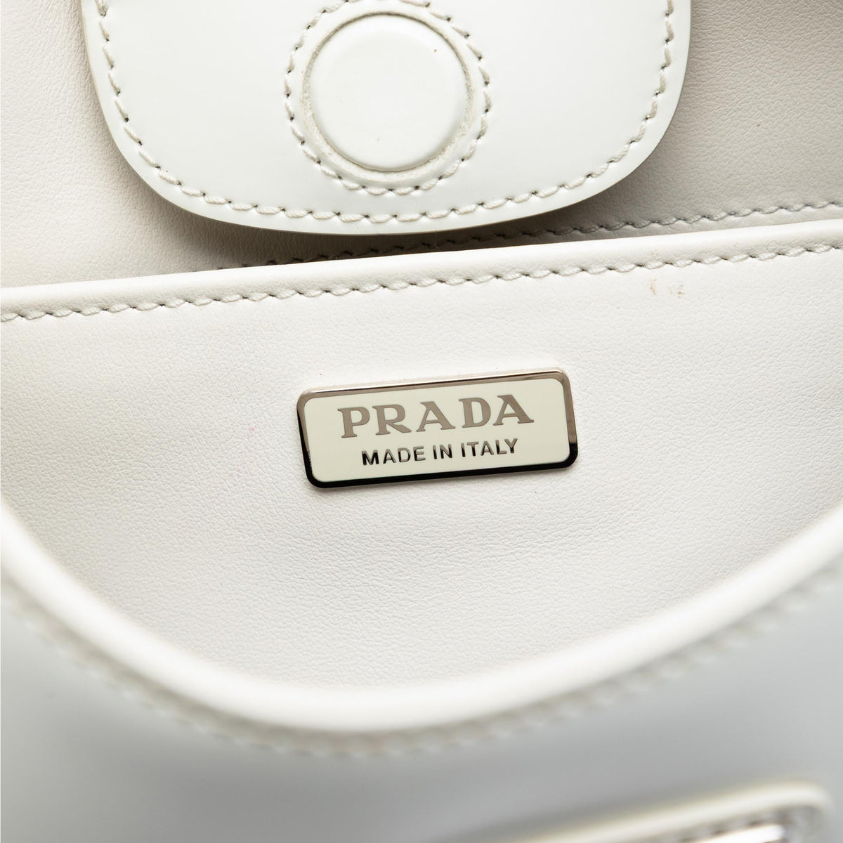 Prada Spazzolato Leather Cleo Shoulder Bag - White