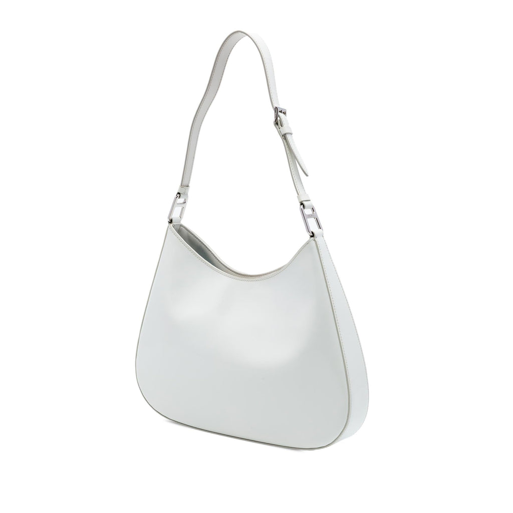 Prada Spazzolato Leather Cleo Shoulder Bag - White