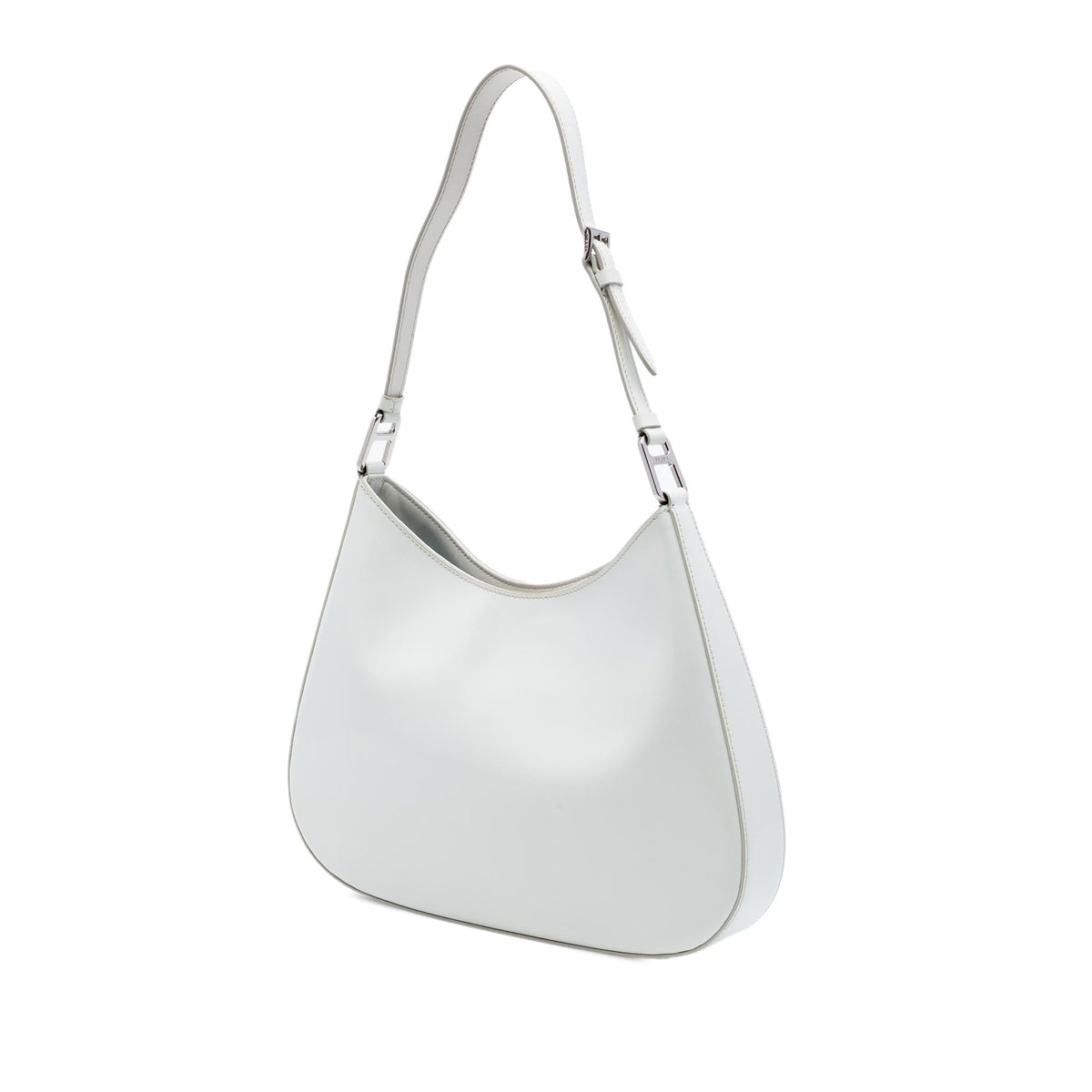 Prada Spazzolato Leather Cleo Shoulder Bag - White