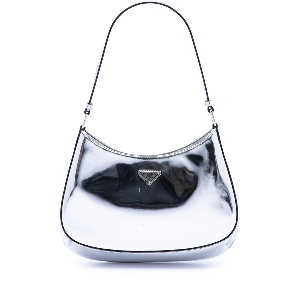 Prada Spazzolato Leather Cleo Shoulder Bag - Silver