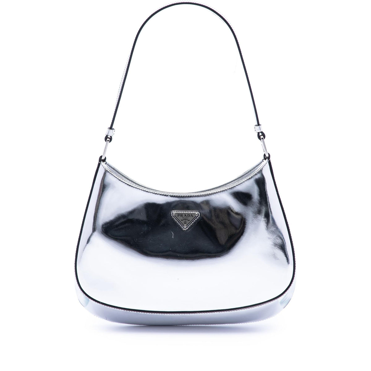 Prada Spazzolato Leather Cleo Shoulder Bag - Silver