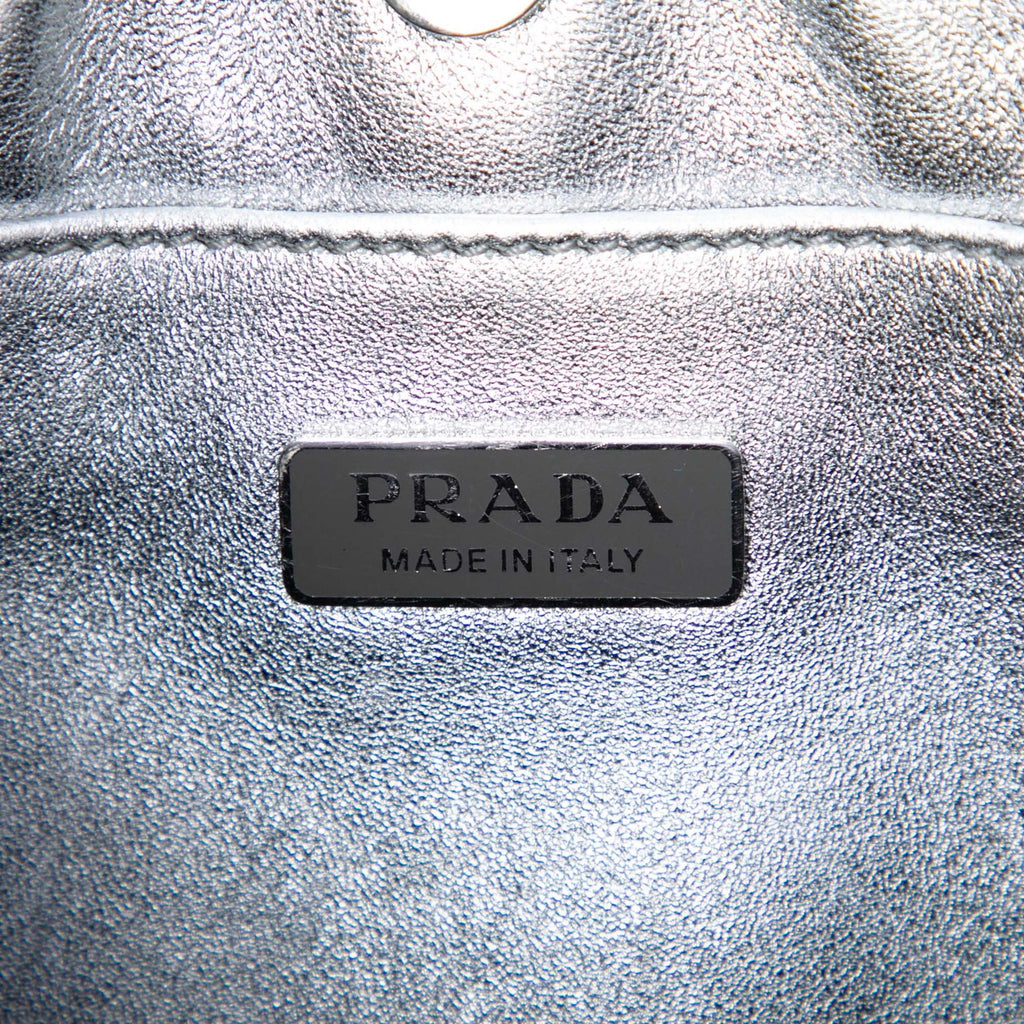Prada Spazzolato Leather Cleo Shoulder Bag - Silver