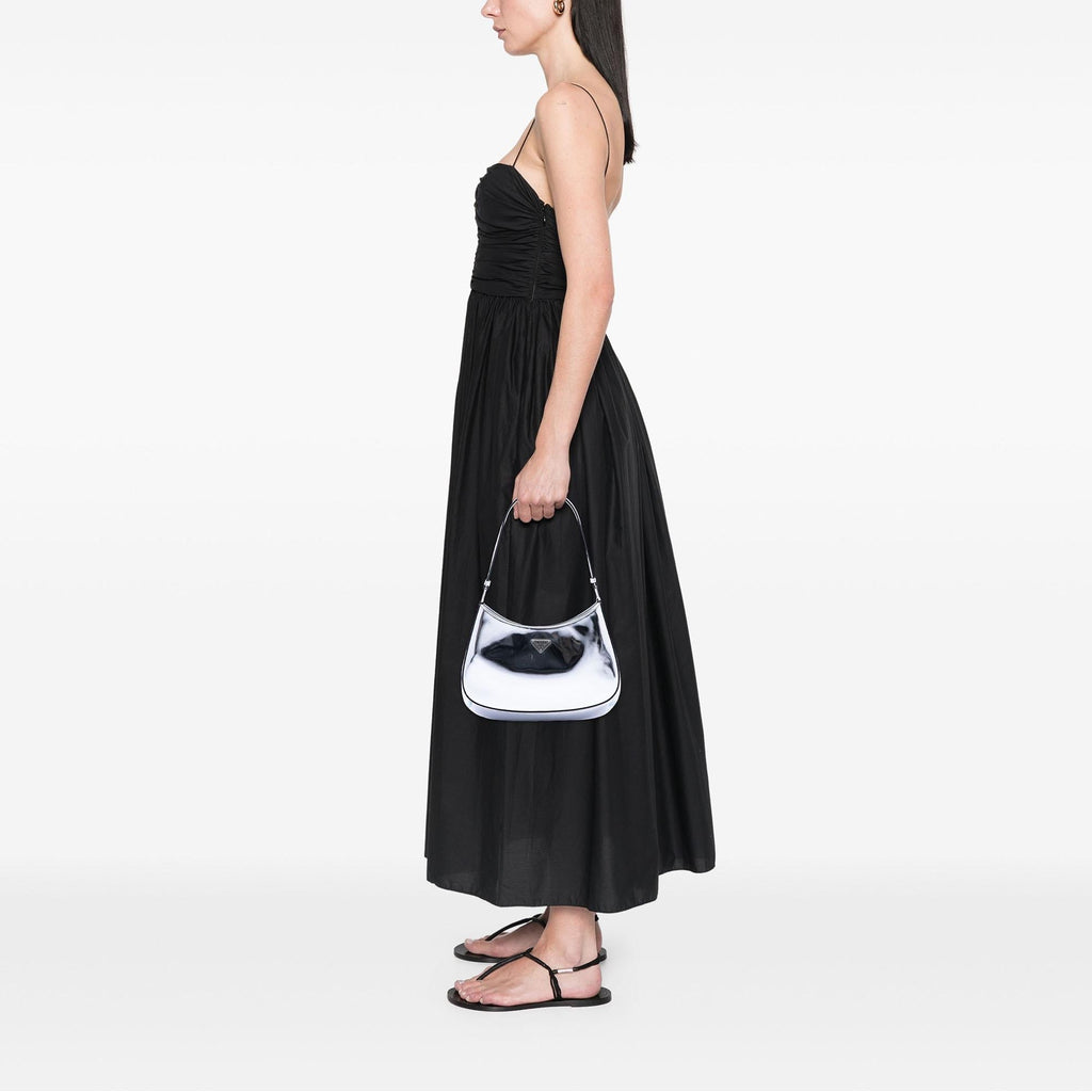 Prada Spazzolato Leather Cleo Shoulder Bag - Silver