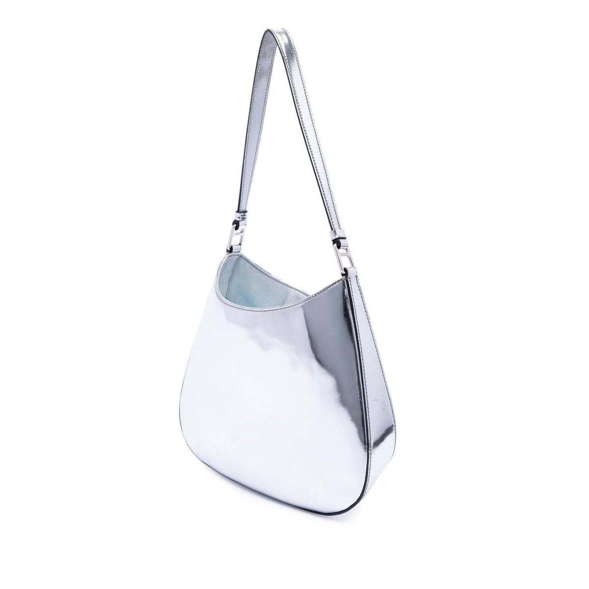 Prada Spazzolato Leather Cleo Shoulder Bag - Silver
