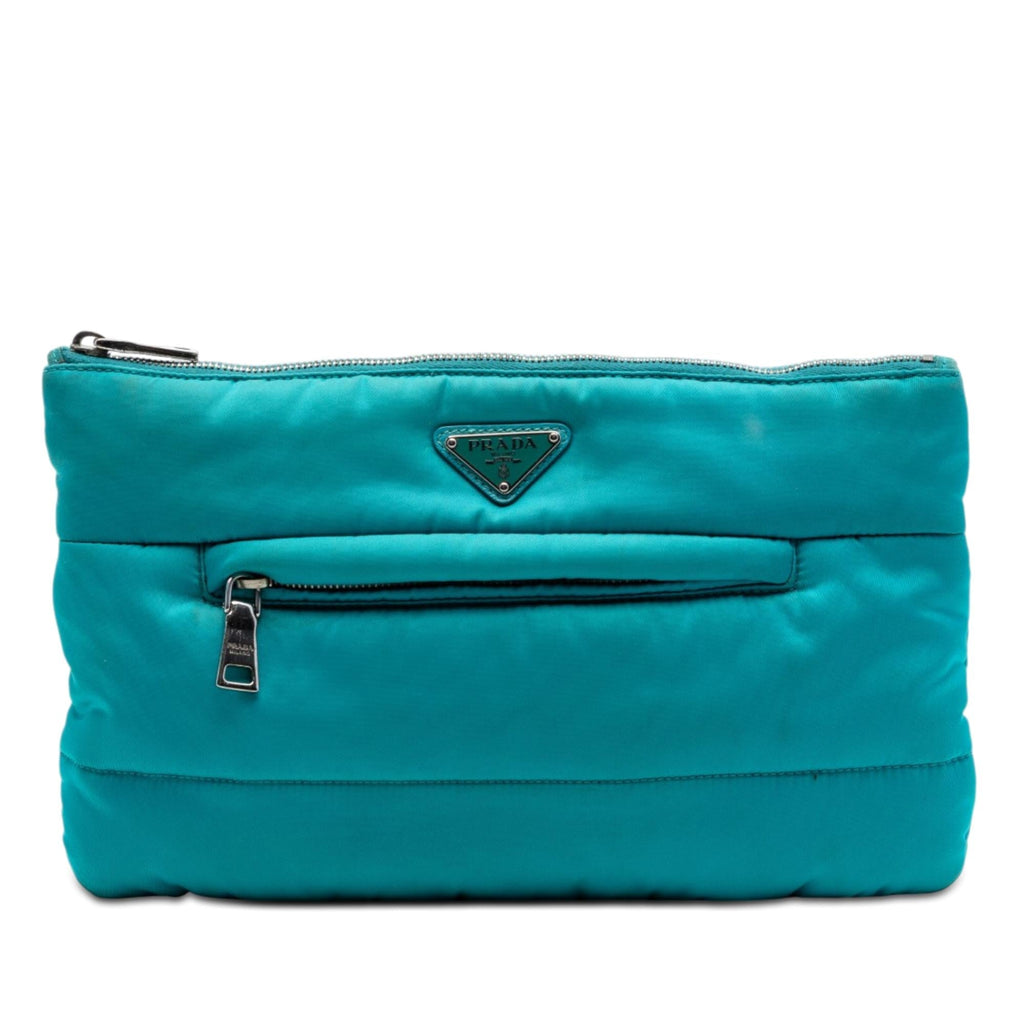 Prada Tessuto Bomber Clutch - Blue
