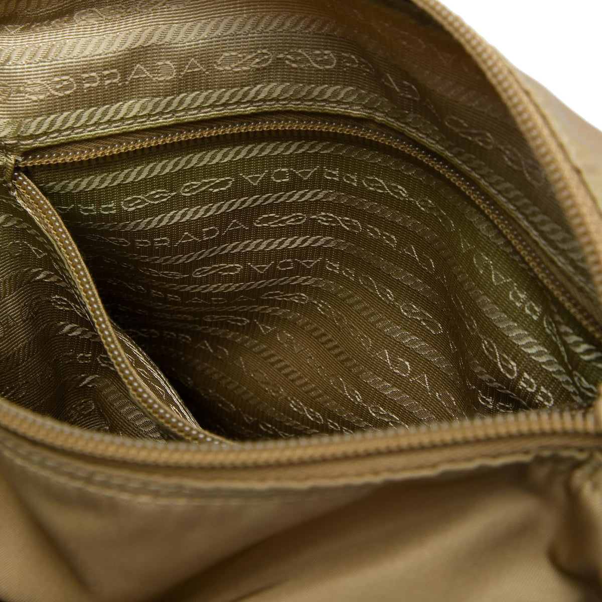 Prada Tessuto Double Buckle Messenger Bag - Beige