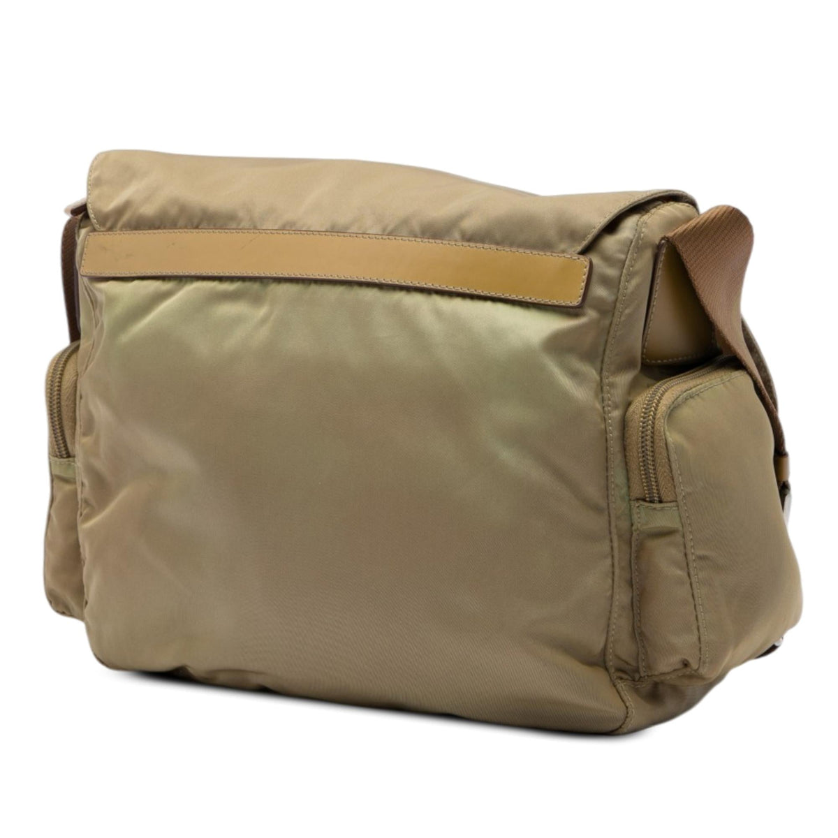 Prada Tessuto Double Buckle Messenger Bag - Beige