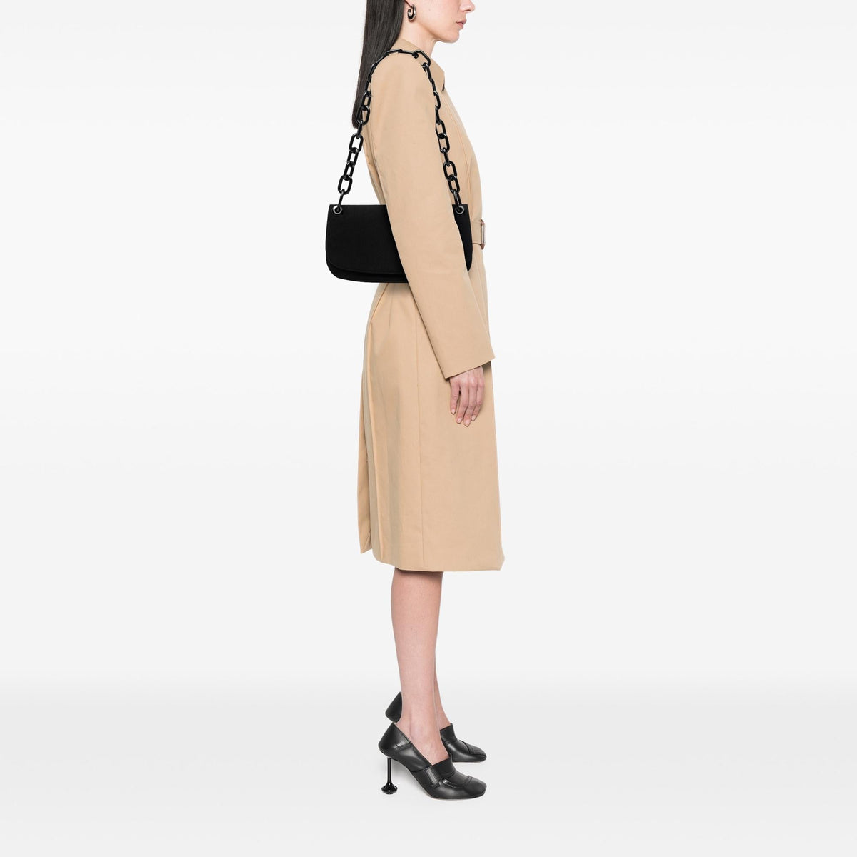 Prada Tessuto Swing Chain Shoulder Bag - Black