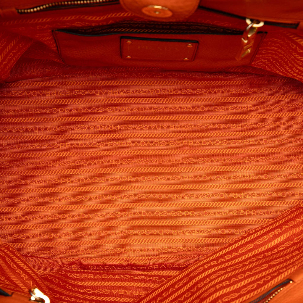 Prada Vitello Daino Open Convertible Tote Bag - Orange