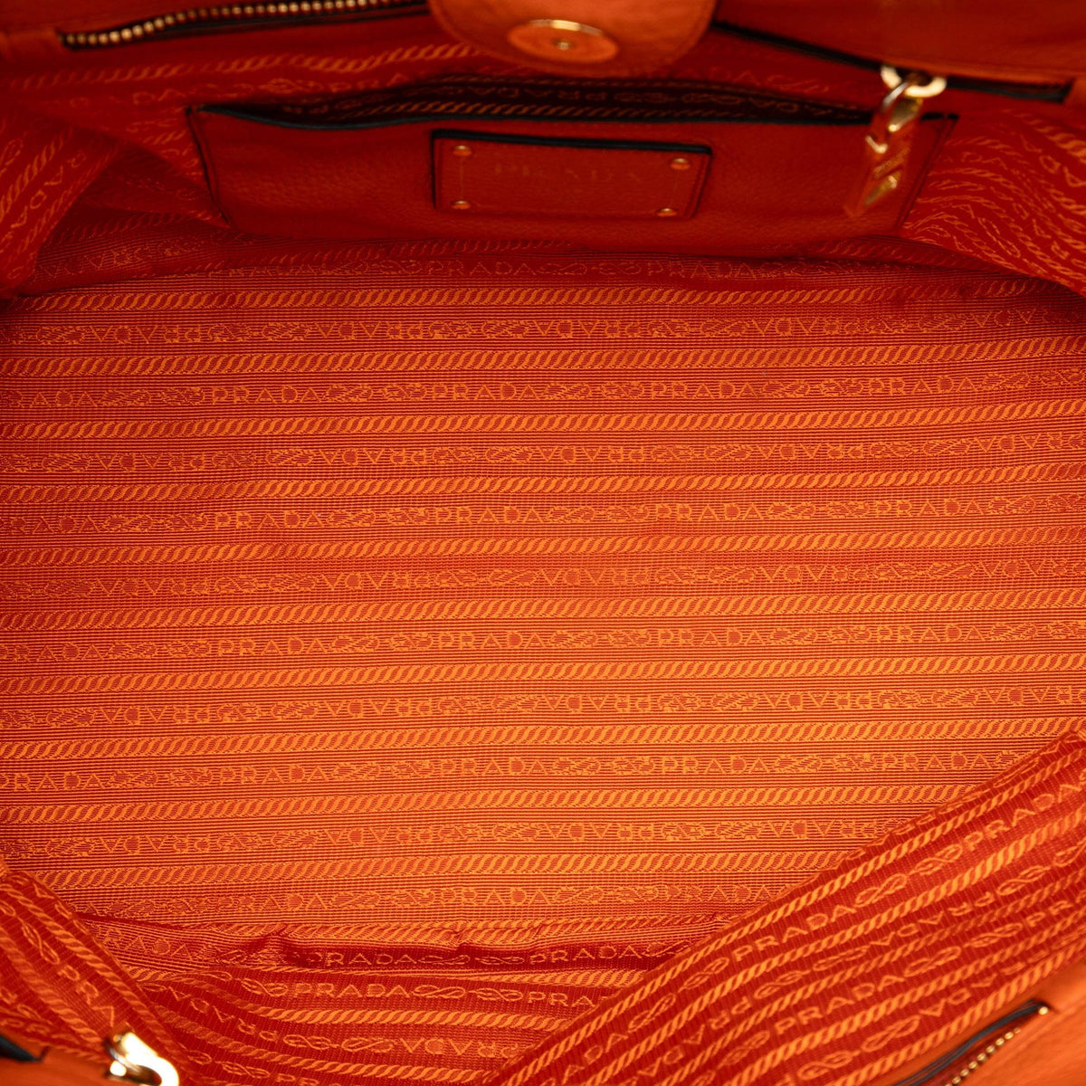 Prada Vitello Daino Open Convertible Tote Bag - Orange