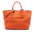 Prada Vitello Daino Open Convertible Tote Bag - Orange