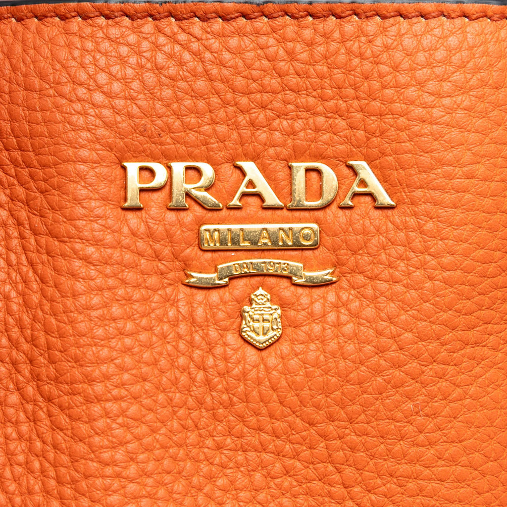 Prada Vitello Daino Open Convertible Tote Bag - Orange