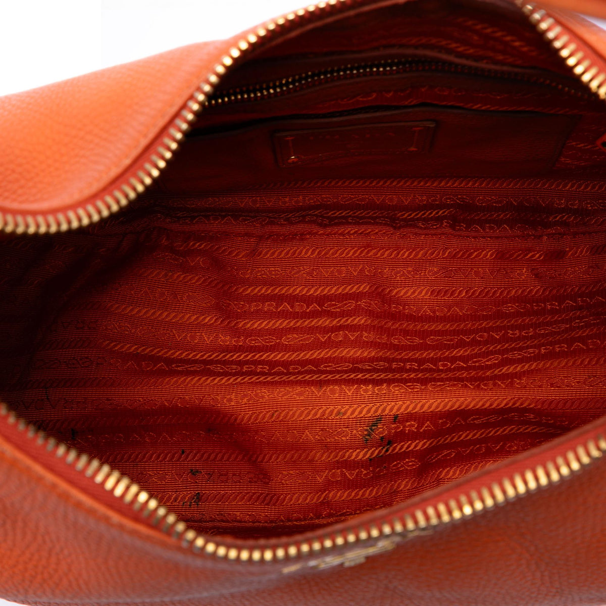 Prada Vitello Daino Zip Top Hobo - Orange