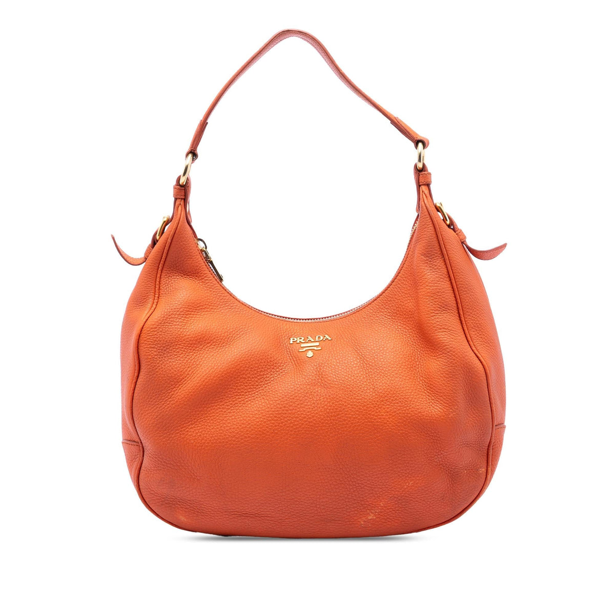 Prada Vitello Daino Zip Top Hobo - Orange