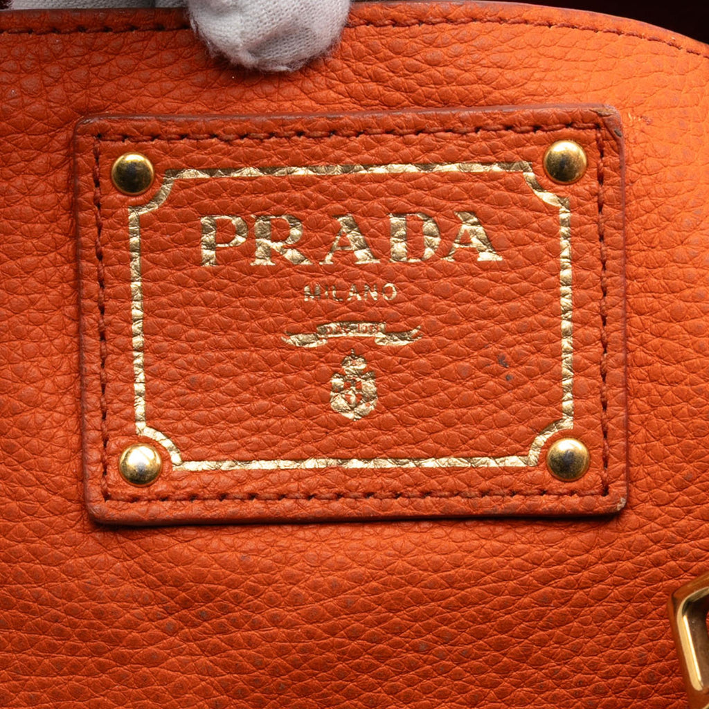 Prada Vitello Daino Zip Top Hobo - Orange