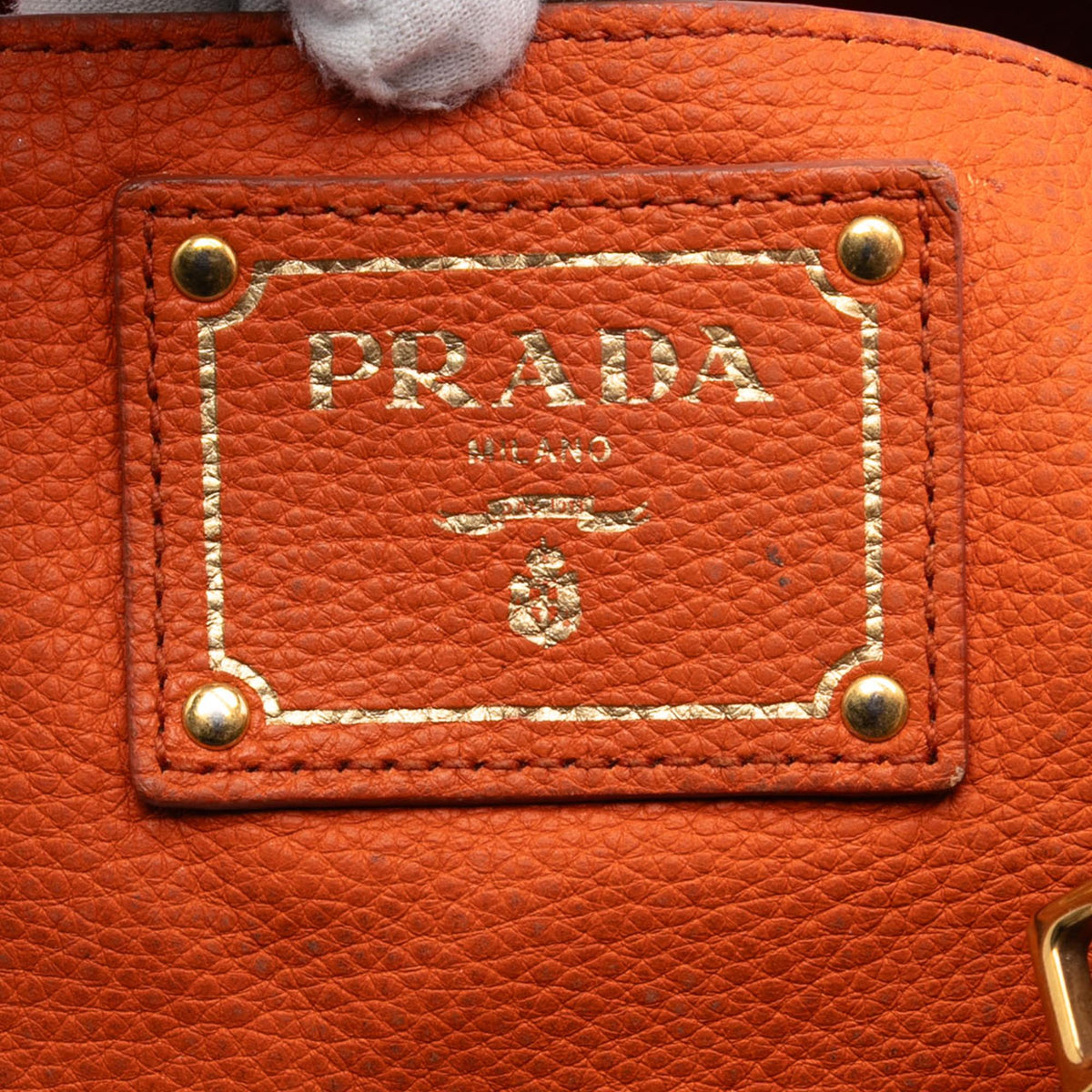 Prada Vitello Daino Zip Top Hobo - Orange