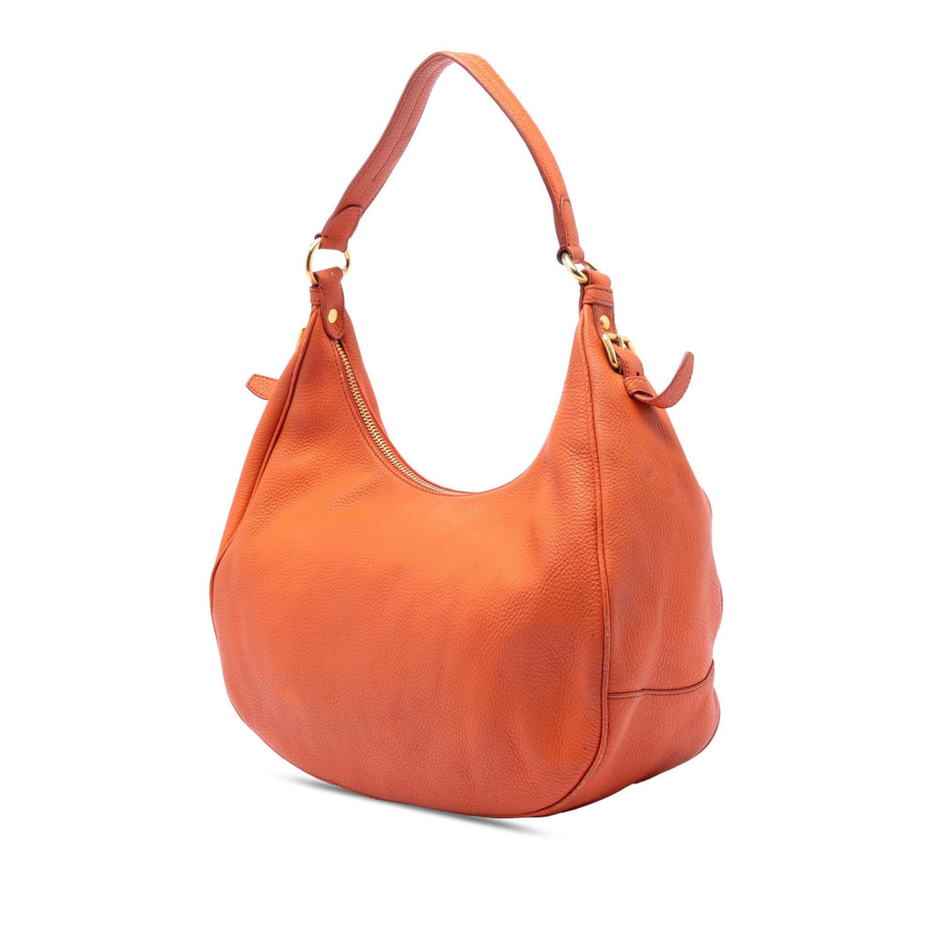 Prada Vitello Daino Zip Top Hobo - Orange