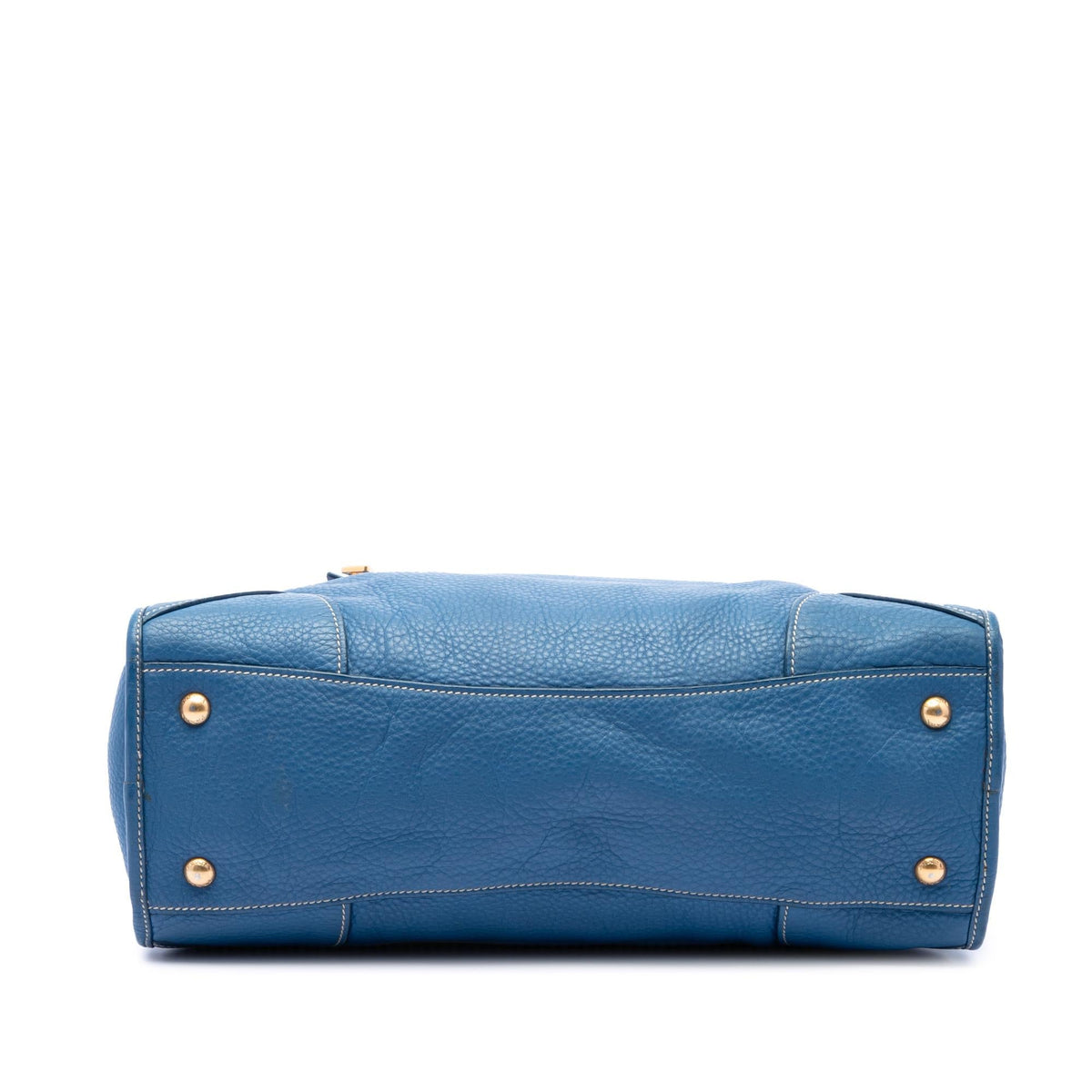 Prada Vitello Daino Zip Top Satchel - Blue