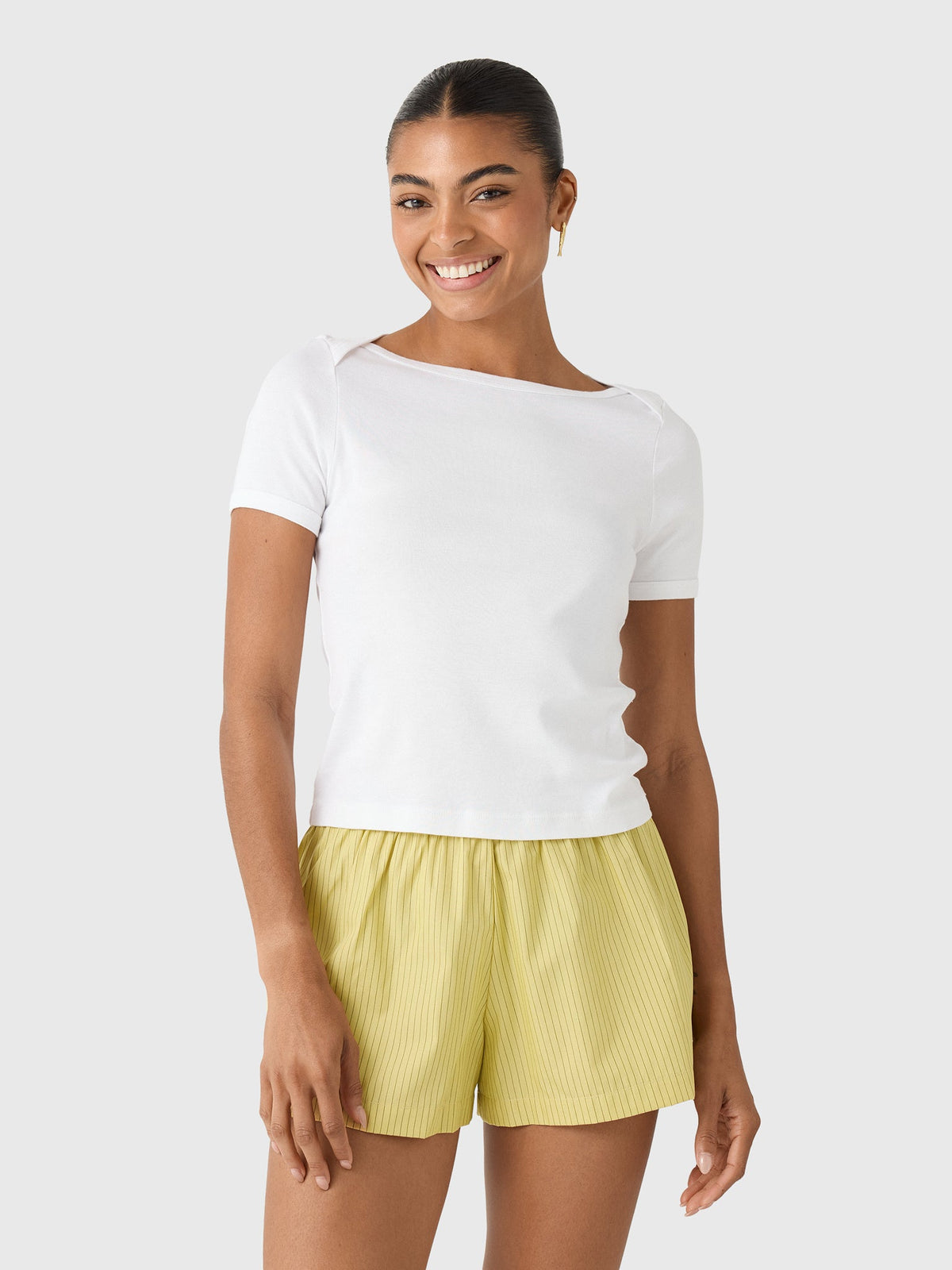 Enza Costa Women's Supima Cotton Bateau Tee