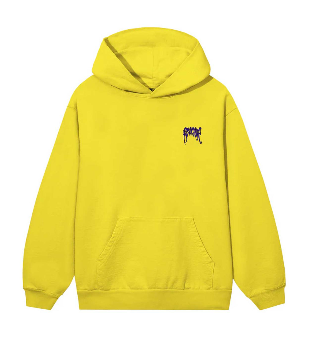 Revenge Purple Embroidered Hoodie Yellow