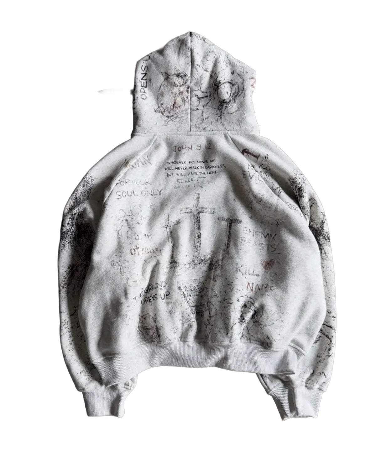 Righteous Fear No Evil Hoodie Grey