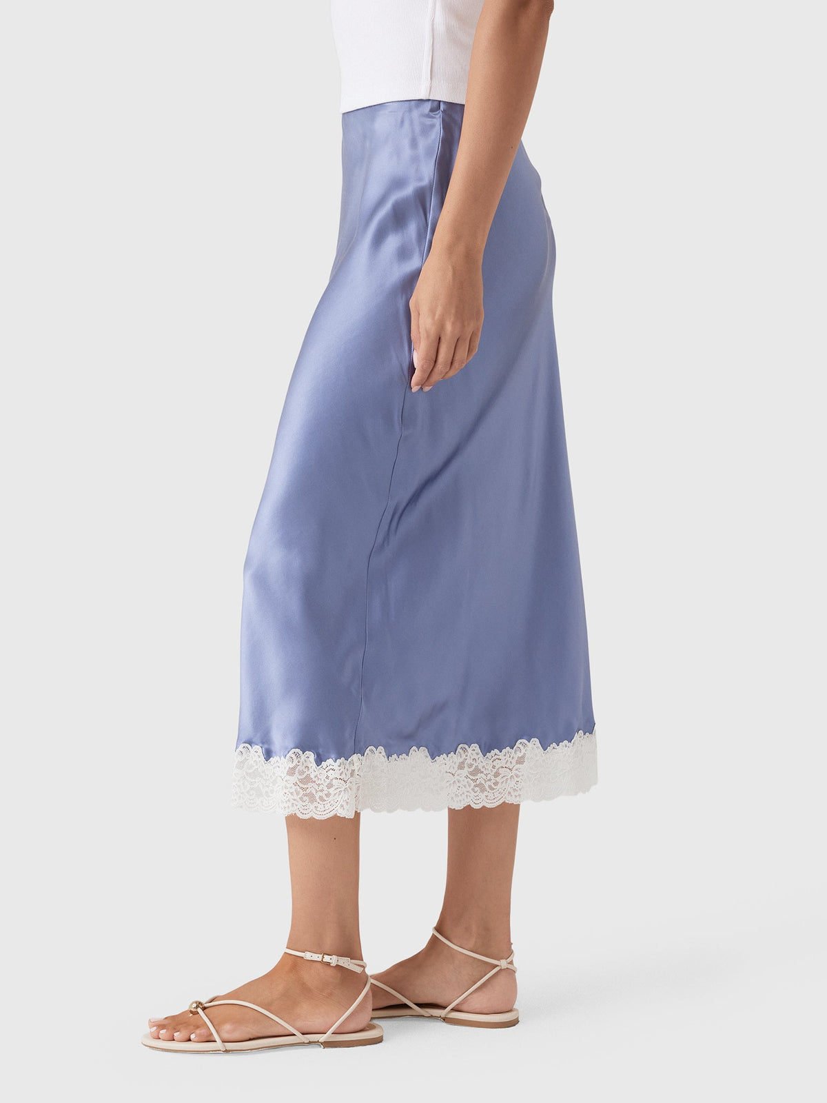 LoveShackFancy Women's Janella Silk-Blend Midi Slip Skirt