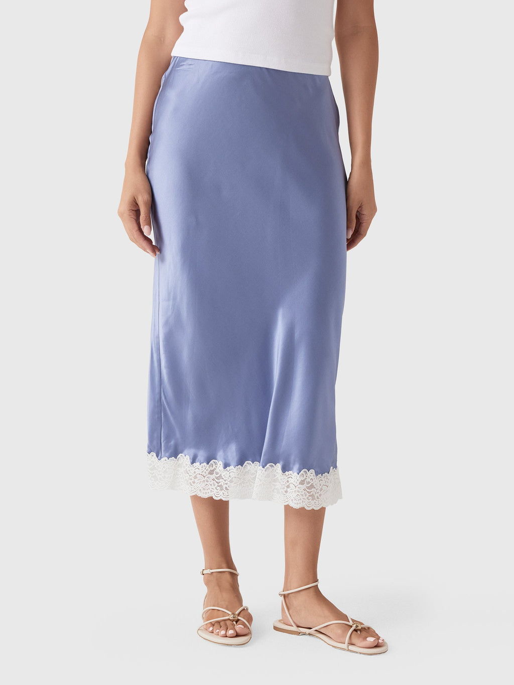 LoveShackFancy Women's Janella Silk-Blend Midi Slip Skirt