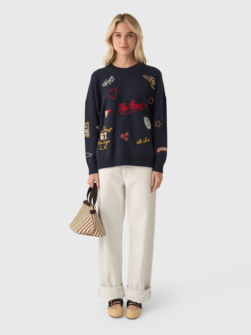 The Great Women's The Embroidered Oversized Crew Pullover