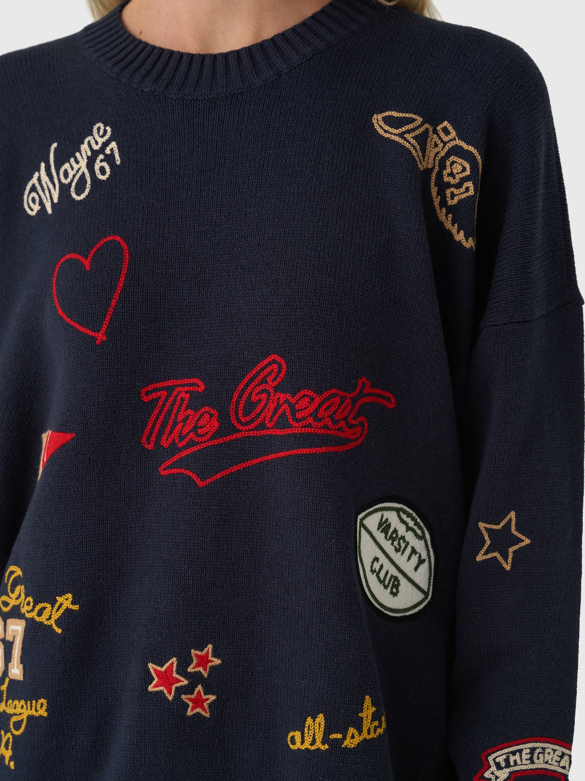 The Great Women's The Embroidered Oversized Crew Pullover