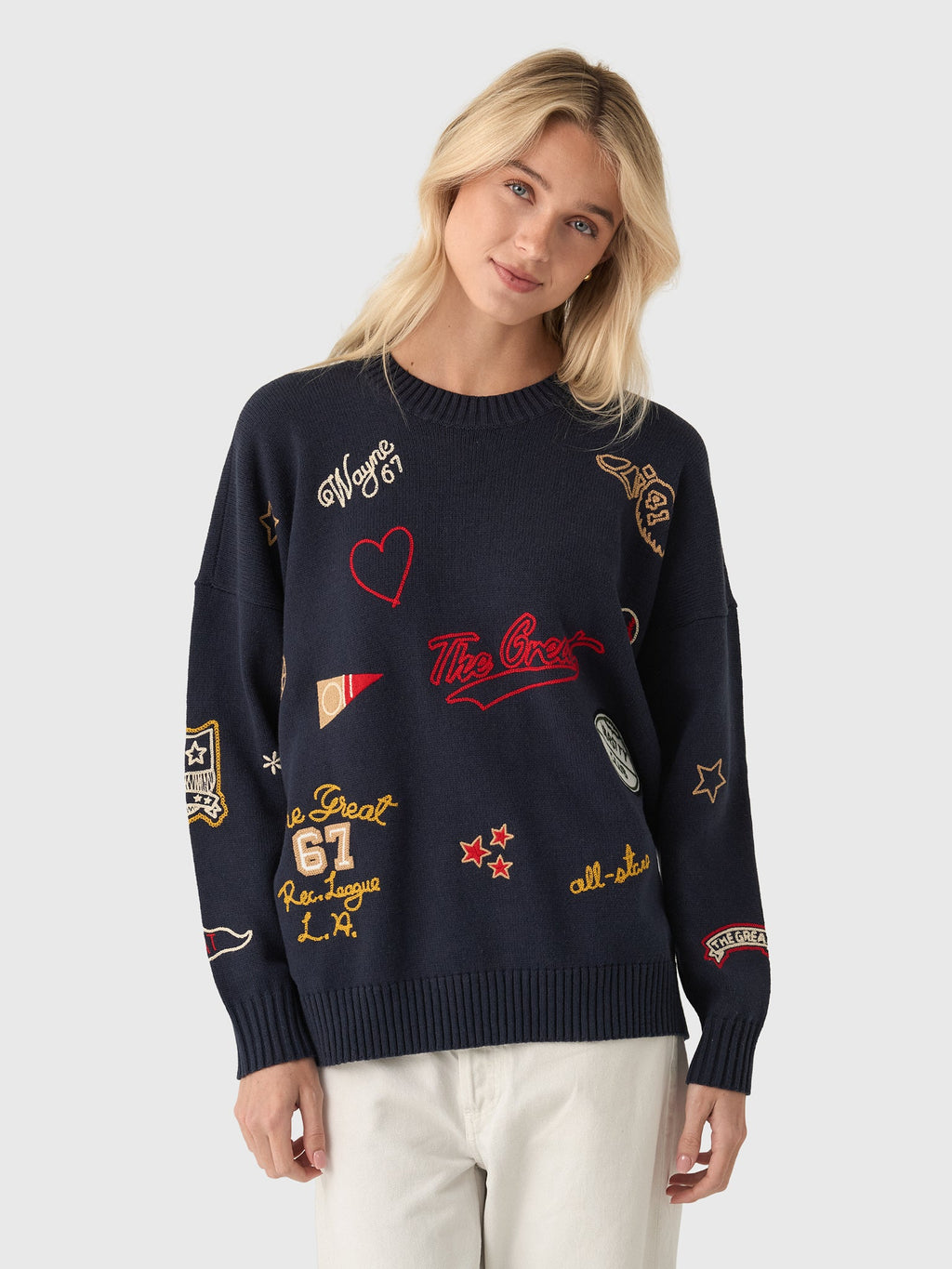 The Great Women's The Embroidered Oversized Crew Pullover