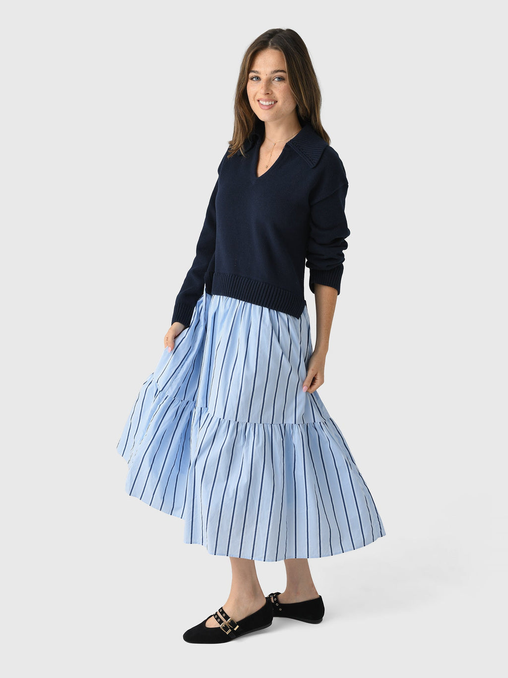 Eche Women's Mixed Media Midi Dress