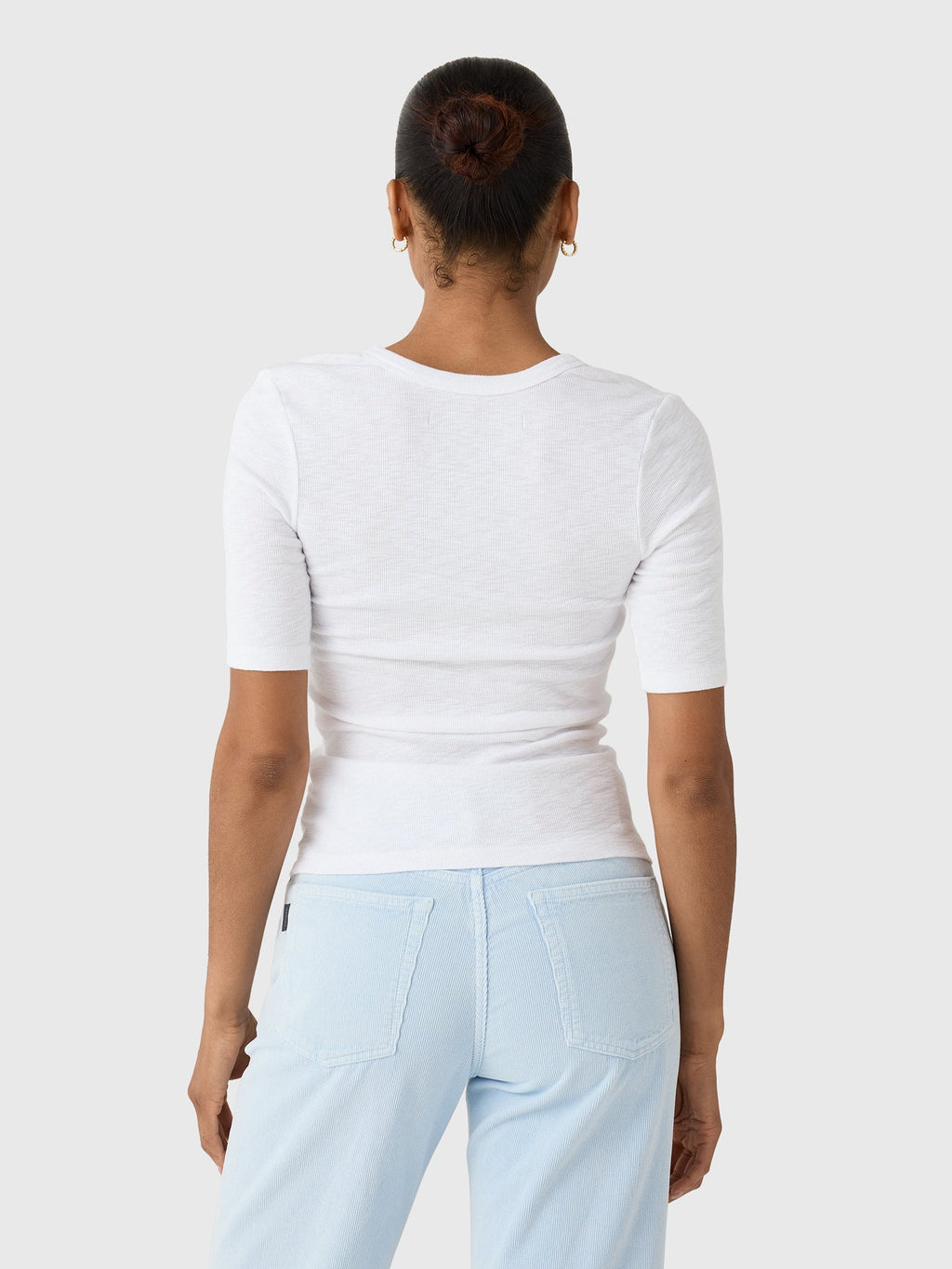 Enza Costa Women's Textured Knit Half Sleeve U-Neck Tee