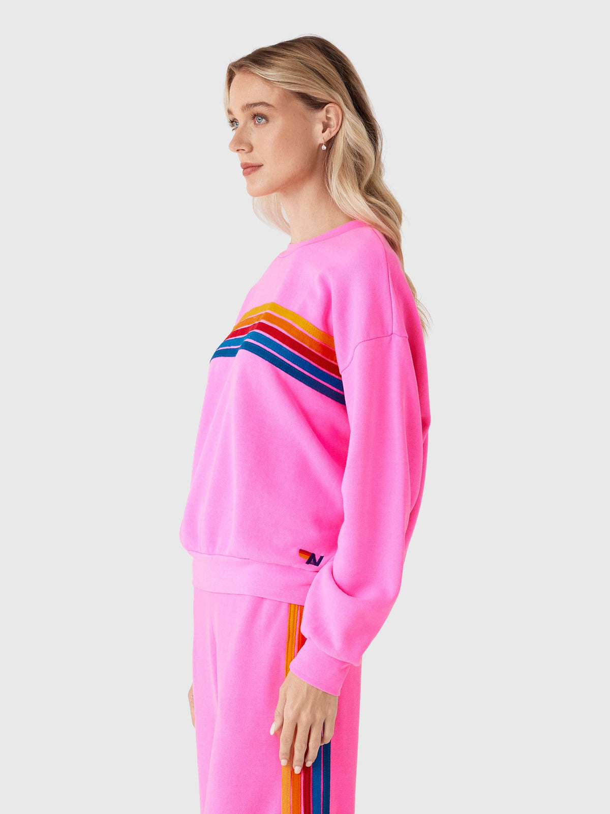 Aviator Nation Women's 5 Stripe Relaxed Crew Sweatshirt