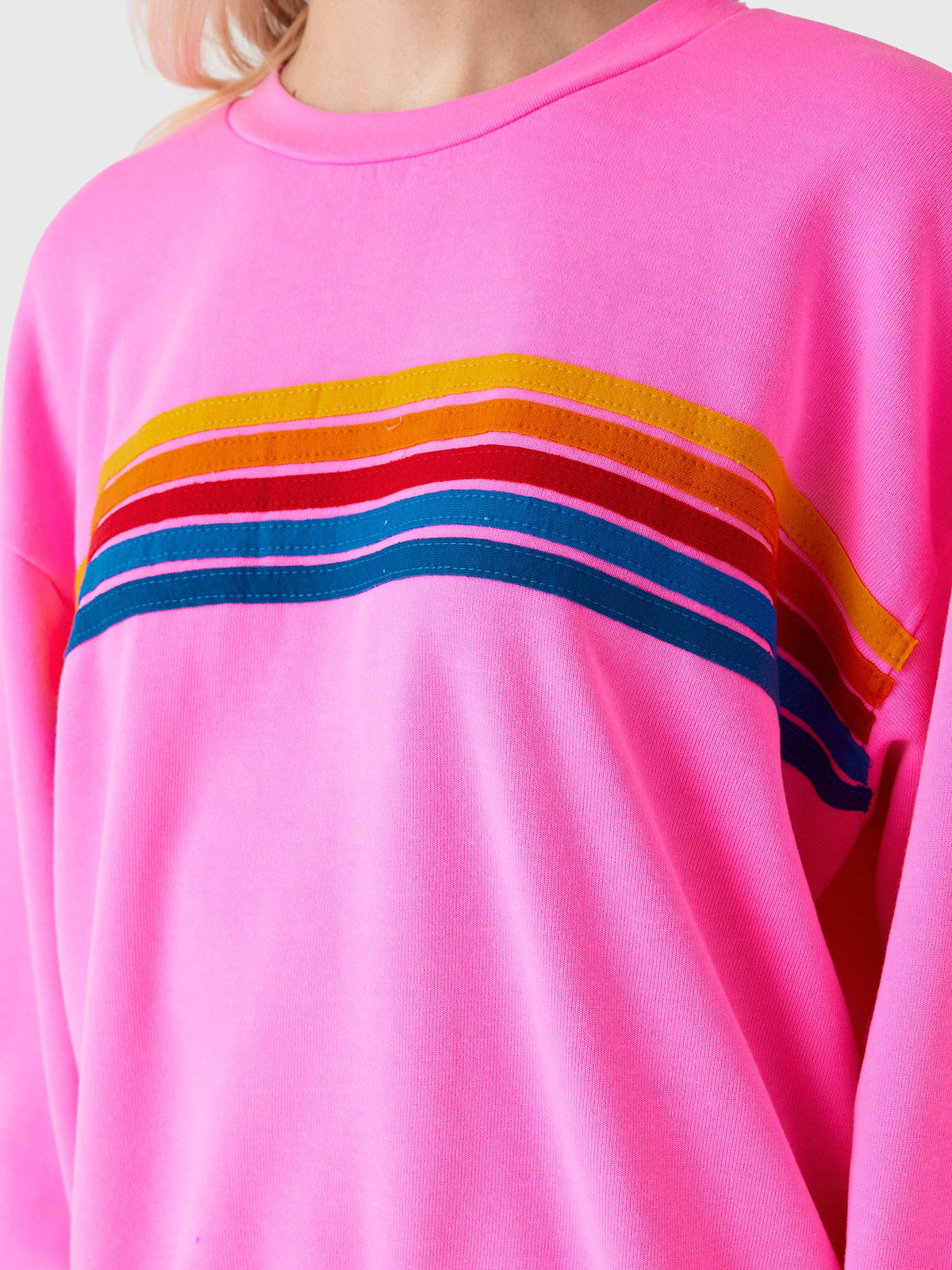 Aviator Nation Women's 5 Stripe Relaxed Crew Sweatshirt