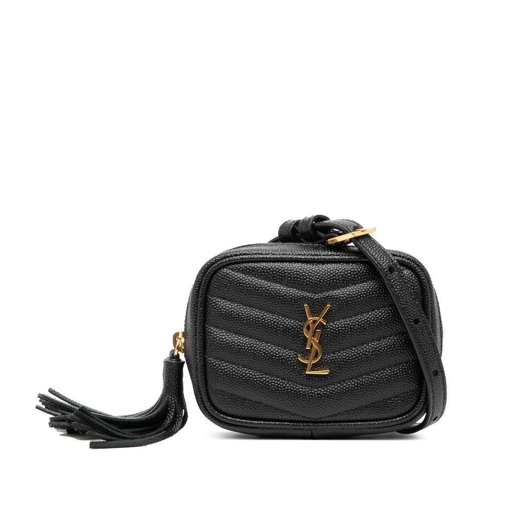 Saint Laurent Baby Matelasse Grain De Poudre Monogram Lou Camera Bag - Black