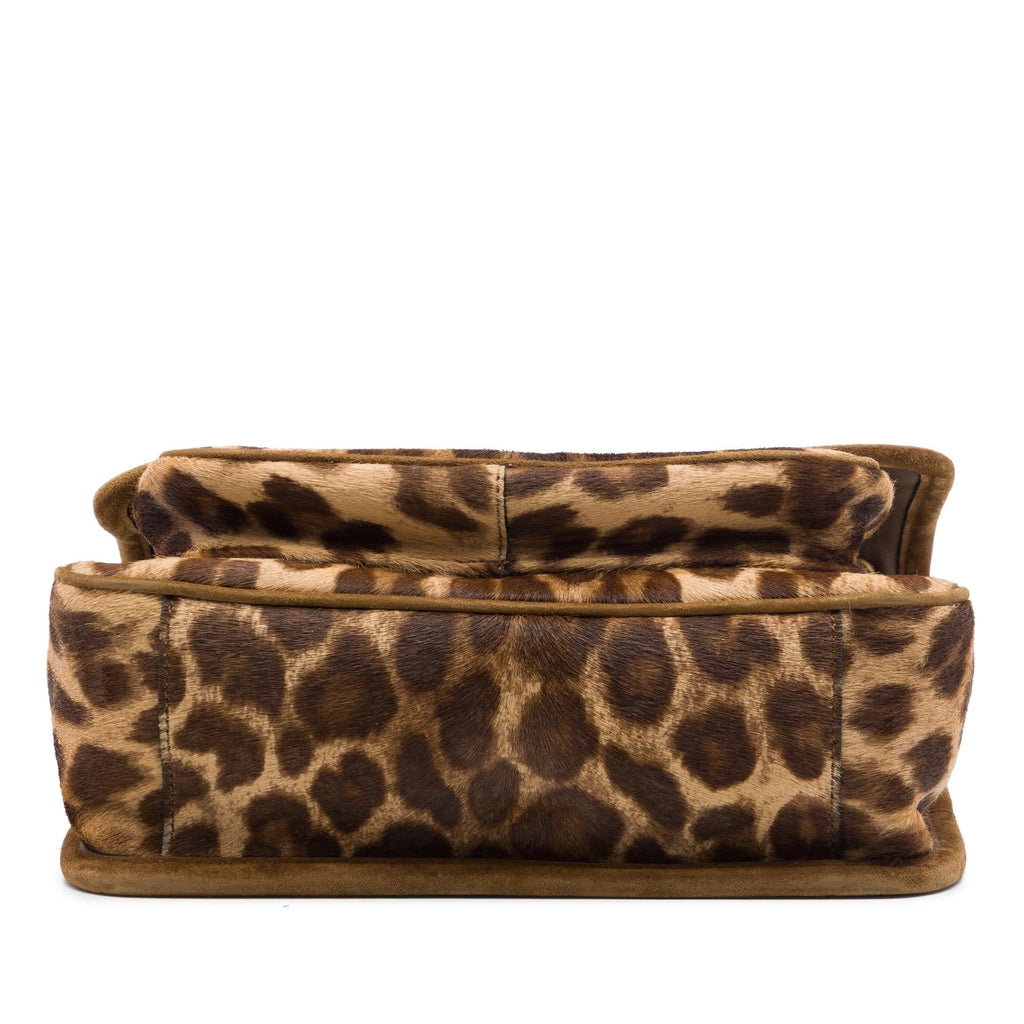 Saint Laurent Baby Pony Hair Leopard Print Niki Shoulder Bag - Brown