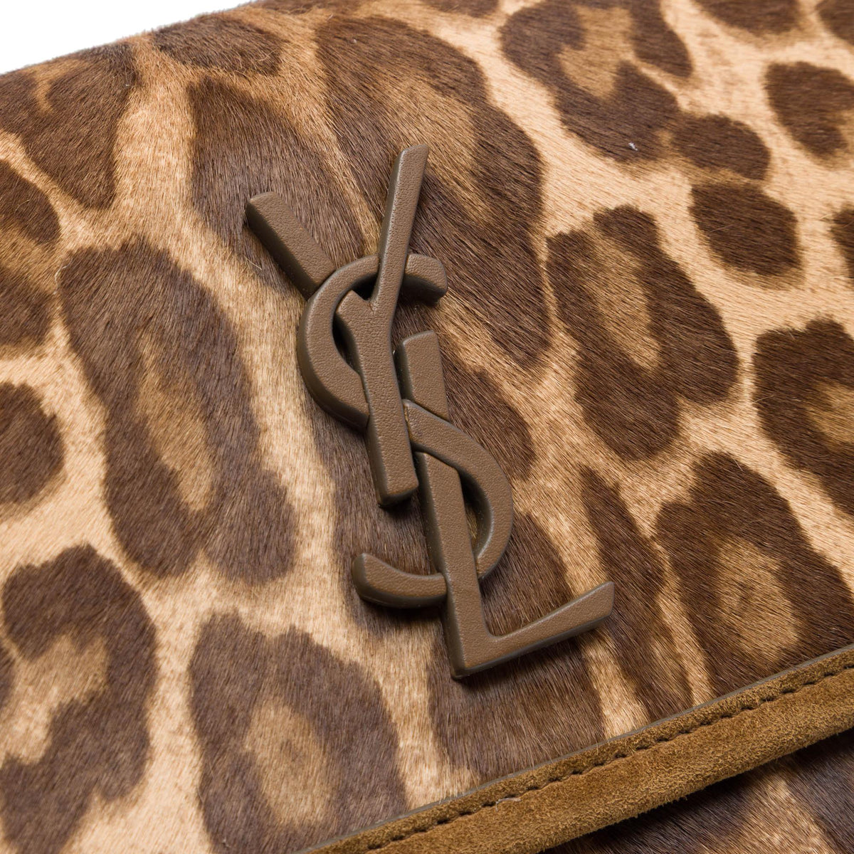 Saint Laurent Baby Pony Hair Leopard Print Niki Shoulder Bag - Brown