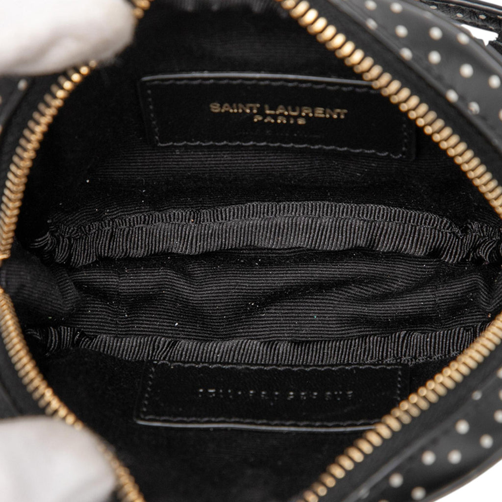 Saint Laurent Baby Quilted Chevron Calfskin Monogram Polka Dot Lou Camera Bag - Black