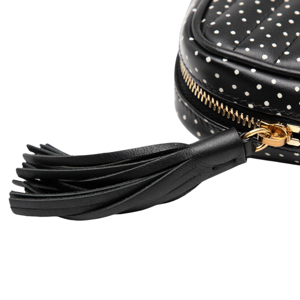 Saint Laurent Baby Quilted Chevron Calfskin Monogram Polka Dot Lou Camera Bag - Black