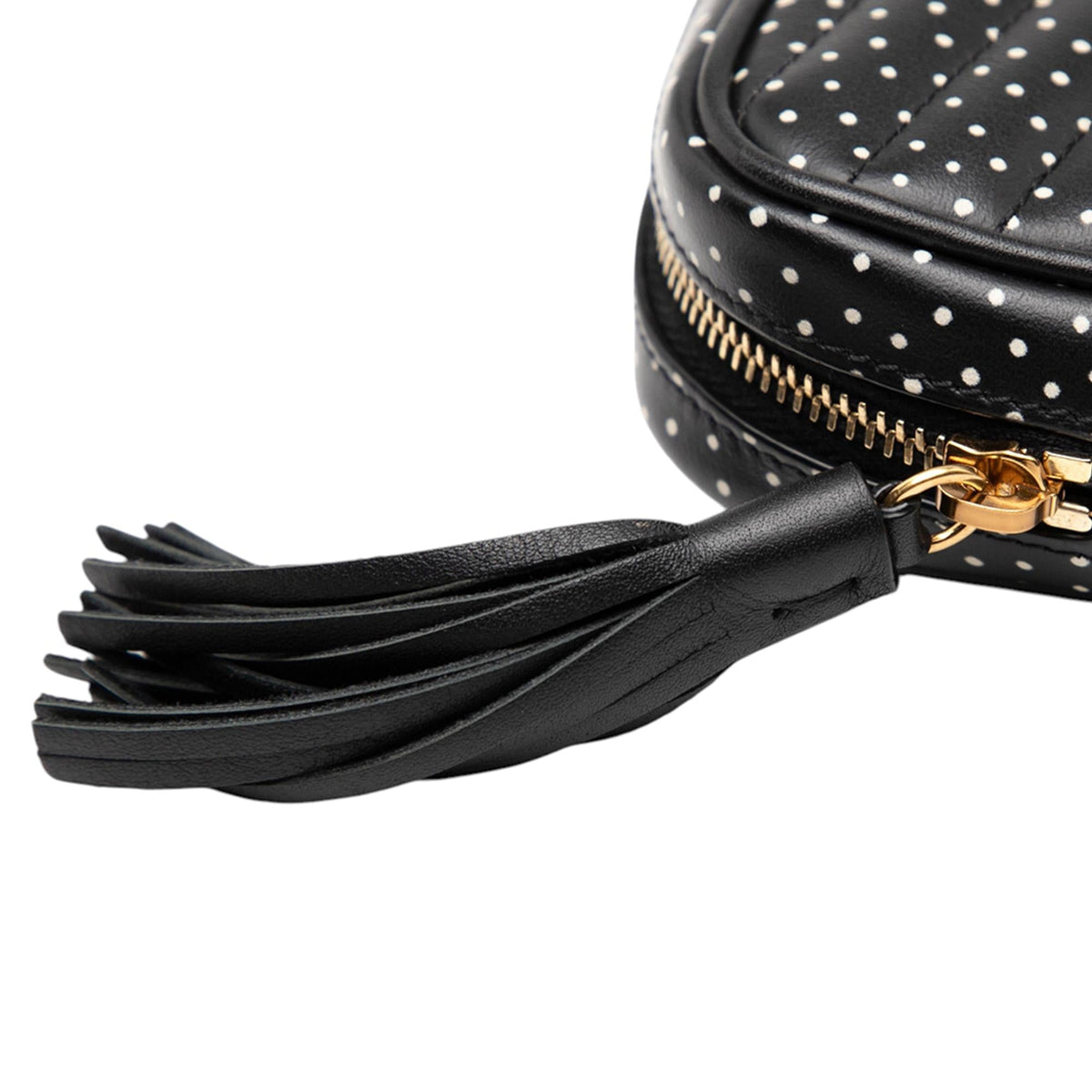 Saint Laurent Baby Quilted Chevron Calfskin Monogram Polka Dot Lou Camera Bag - Black