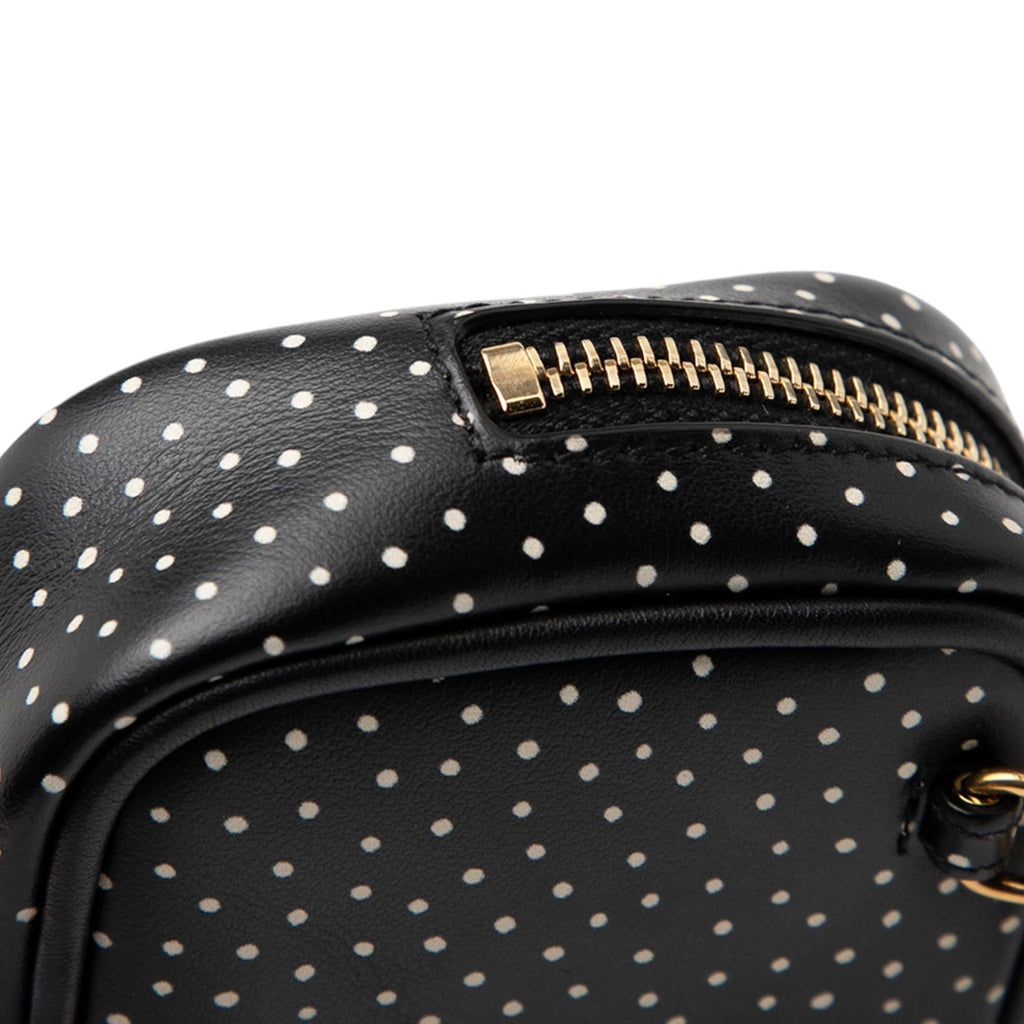 Saint Laurent Baby Quilted Chevron Calfskin Monogram Polka Dot Lou Camera Bag - Black