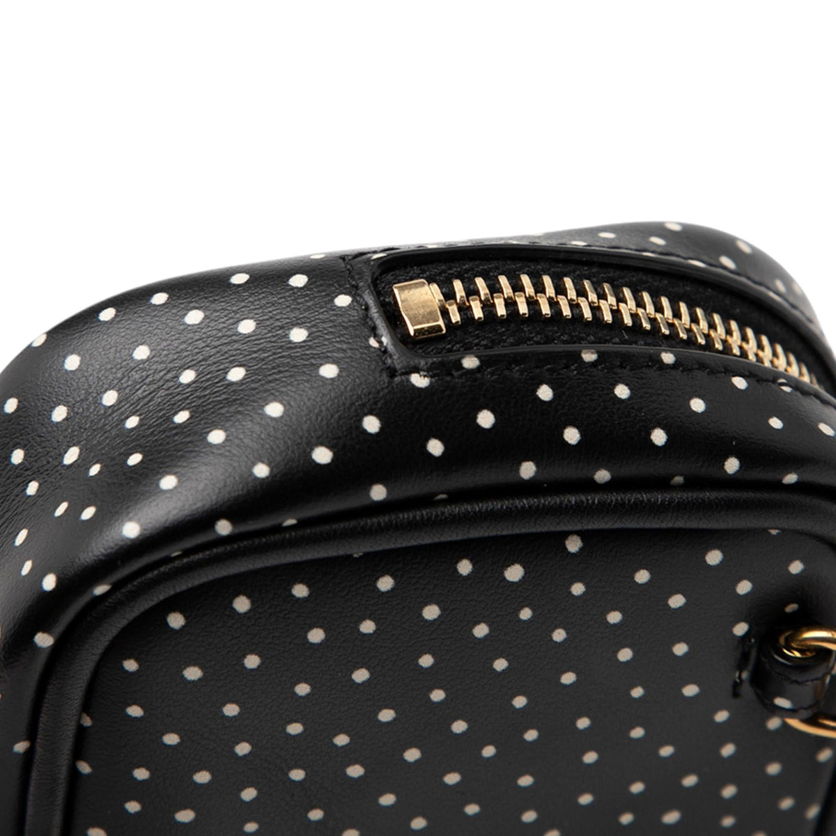 Saint Laurent Baby Quilted Chevron Calfskin Monogram Polka Dot Lou Camera Bag - Black