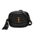 Saint Laurent Baby Quilted Chevron Calfskin Monogram Polka Dot Lou Camera Bag - Black